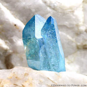 Aqua Aura Quartz Record Keeper Twin Time Link Crystal
