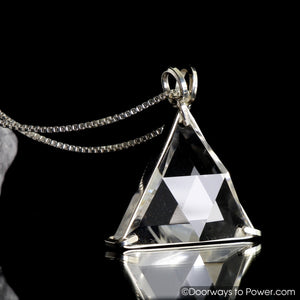 Clear Quartz Star of David Vogel Crystal Pendant .925 SS 'Protective Shield'