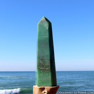 Green Aventurine John of God Blessed w/ Pyrite Crystal Point "Wealth & Prosperity"