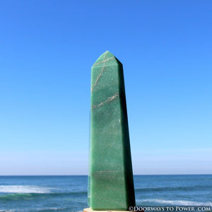Green Aventurine John of God Blessed w/ Pyrite Crystal Point "Wealth & Prosperity"