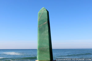 Green Aventurine John of God Blessed w/ Pyrite Crystal Point "Wealth & Prosperity"