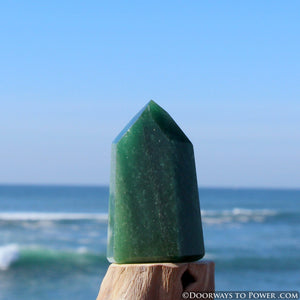 Green Aventurine John of God Blessed Crystal Point "Wealth & Prosperity"