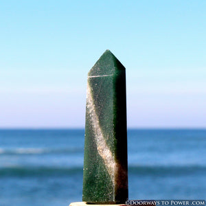 John of God Green Aventurine Pyrite & Quartz Channeling Crystal Point