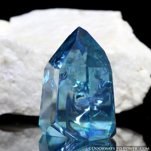 Aqua Aura Quartz Temple Heart Dow Crystal Point