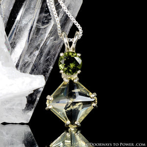 Golden Labradorite & Moldavite Mini Magician Stone Pendant