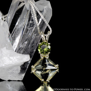 Golden Labradorite & Moldavite Mini Magician Stone Pendant