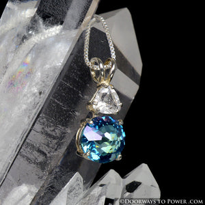 Aqua Aura & Danburite Radiant Heart Pendant