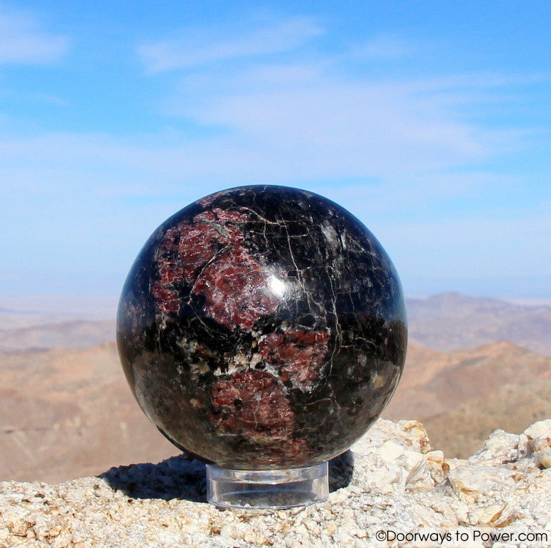 Amazing Red Ruby Black Tourmaline Crystal Sphere 3.8