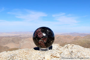 Red Ruby & Black Tourmaline Crystal Sphere 3.8"
