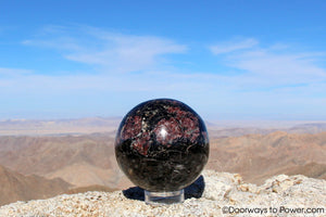 Red Ruby & Black Tourmaline Crystal Sphere 3.8"