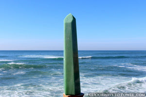 14.5" John of God Green Aventurine Casa Crystal Point "Wealth & Prosperity"