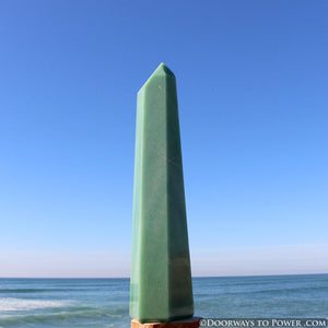 14.5" John of God Green Aventurine Casa Crystal Point "Wealth & Prosperity"