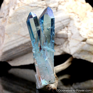 Aqua Aura Arkansas Quartz Pleiadian Starbrary Dow Twin Crystal Points