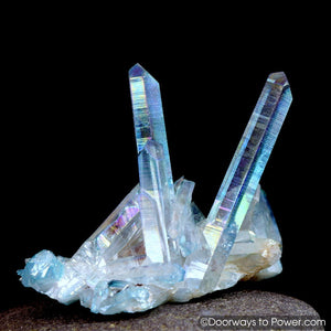 Aqua Aura Arkansas Quartz Record Keeper Fine Crystal Points Cluster