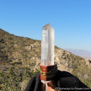 Blue Macaw Smudge Fan w/ Pleiadian Starbrary Record Keeper Crystal 13.5"