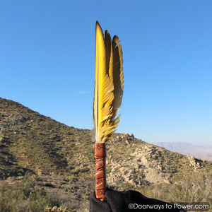 Blue Macaw Smudge Fan Diamantina Laser Quartz Crystal 15"