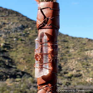 Blue Macaw Smudge Fan Diamantina Laser Quartz Crystal 15"