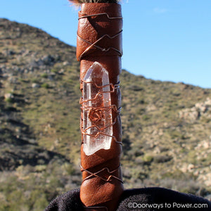 Blue Macaw Smudge Fan Diamantina Laser Quartz Crystal 15"