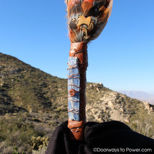 Blue Macaw Energy Smudge Fan w/ Kyanite Crystal 15.5"