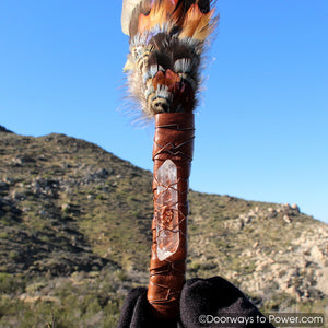 Blue Macaw Smudge Fan John of God Casa Healing Crystal 15"