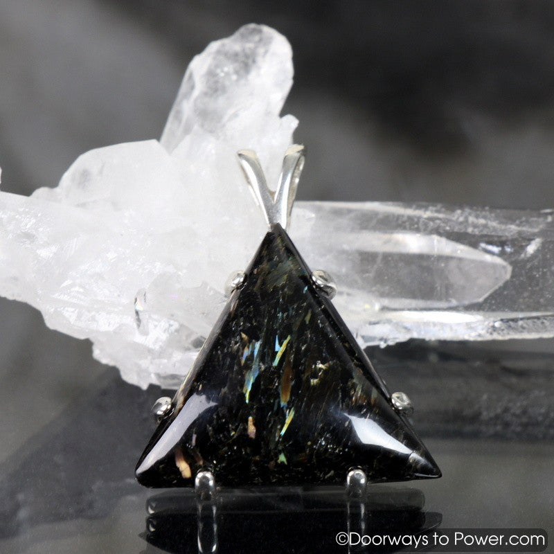 Nuummite Triangle Crystal Energy Pendant SS Rare Doorways