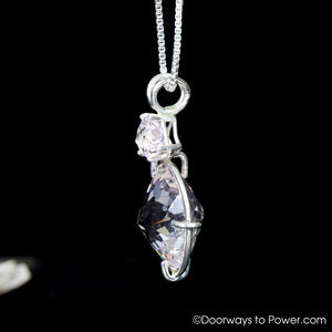 Danburite Quartz Radiant Heart Pendant w/ Morganite SS