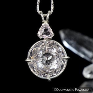 Danburite Quartz Radiant Heart Pendant w/ Morganite SS