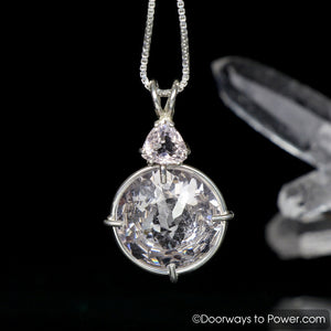 Danburite Quartz Radiant Heart Pendant w/ Morganite SS