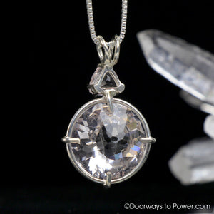 Danburite Quartz Radiant Heart Pendant w/ Morganite SS