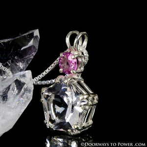 Danburite & Pink Sapphire Star of Venus Pendant SS