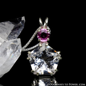 Danburite & Pink Sapphire Star of Venus Pendant SS