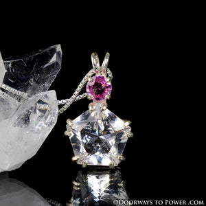 Danburite & Pink Sapphire Star of Venus Pendant SS