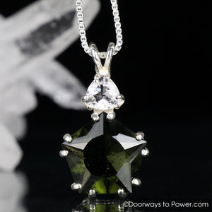 Moldavite & Danburite Star of Venus Pendant .925 SS