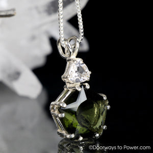 Moldavite & Danburite Star of Venus Pendant .925 SS