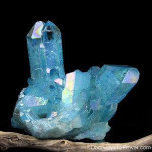 Aqua Aura Quartz Record Keeper Tantric Twin Crystal Cluster