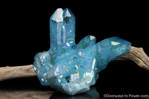 Aqua Aura Quartz Record Keeper Tantric Twin Crystal Cluster