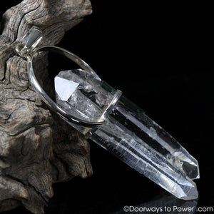 Extraordinary Colombian Lemurian Tantric Twin & Green Tourmaline Crystal Pendant