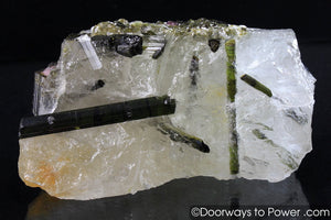 Green & Pink Tourmaline in Quartz Crystal Specimen A +++
