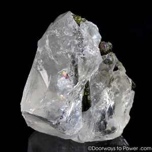 Incredible Green Tourmaline in Quartz Crystal w/ Record Keeper