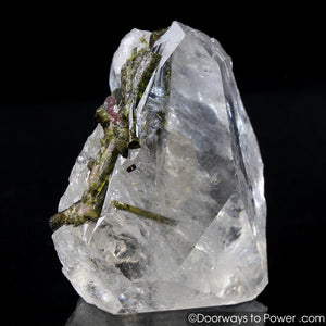 Incredible Green Tourmaline in Quartz Crystal w/ Record Keeper