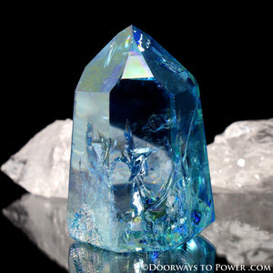 Aqua Aura Quartz Temple Heart Dow Crystal Point