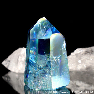 Aqua Aura Quartz Temple Heart Dow Crystal Point