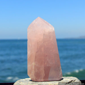 Elegant 6" John of God Rose Quartz Master Dow Casa Crystal Point