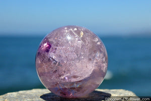John of God Amethyst Violet Flame Devic Temple Crystal Sphere w/ Rainbows