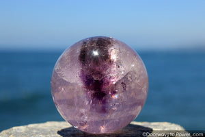 John of God Amethyst Violet Flame Devic Temple Crystal Sphere w/ Rainbows