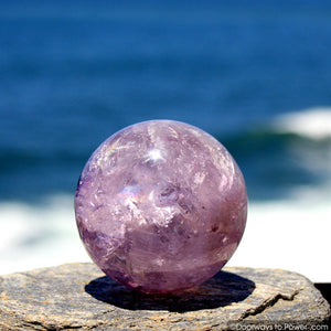 John of God Amethyst Violet Flame Devic Temple Crystal Sphere w/ Rainbows
