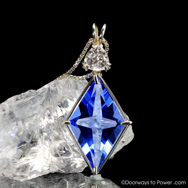 Siberian Blue Quartz & Danburite Ascension Star Crystal Pendant