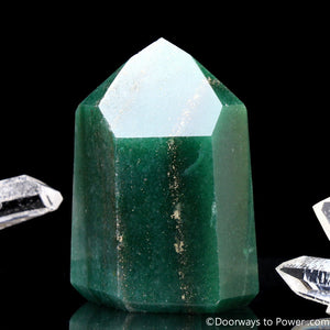 John of God Green Aventurine Master Dow Casa Crystal Point w/ Pyrite