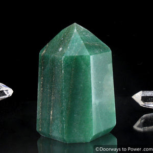 John of God Green Aventurine Master Dow Casa Crystal Point w/ Pyrite