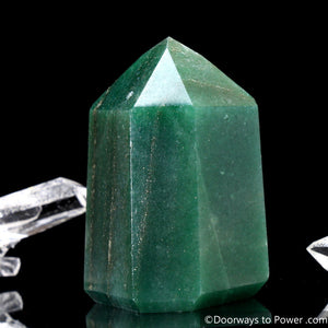 John of God Green Aventurine Master Dow Casa Crystal Point w/ Pyrite
